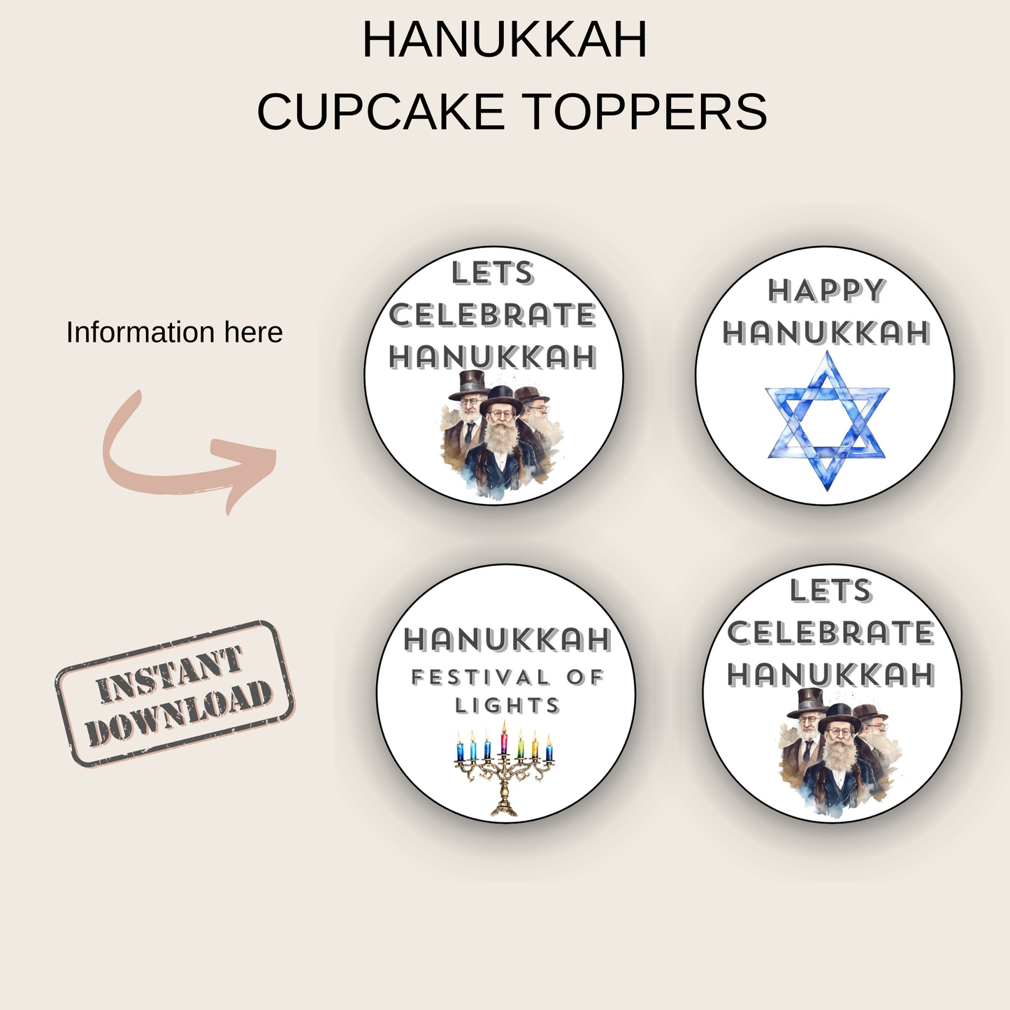Hanukkah Cupcake Toppers
