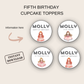 5th Birthday Cupcake Toppers Girl