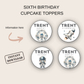 6th Birthday Party Cupcake Toppers Boy