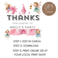 8th Birthday Thank You Tag Girl