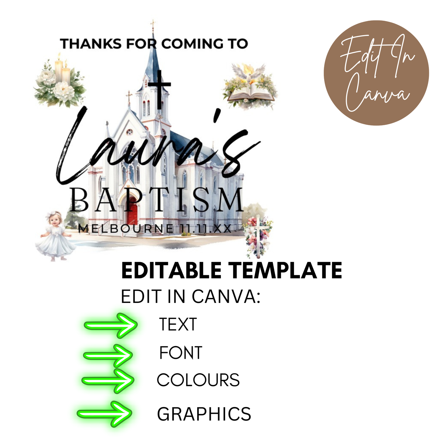 Baptism Thank You Tag