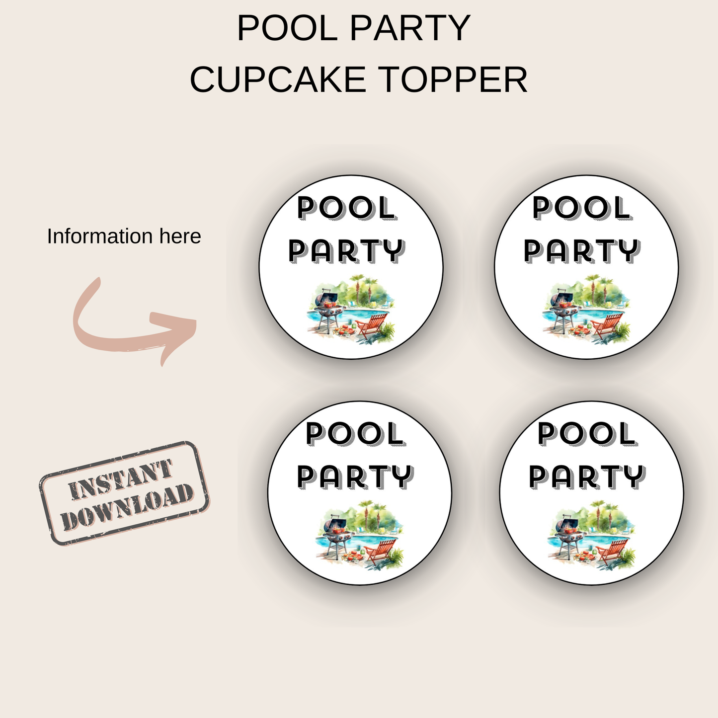 Pool Party Cupcake Topper
