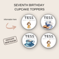 7th Birthday Cupcake Toppers Girl