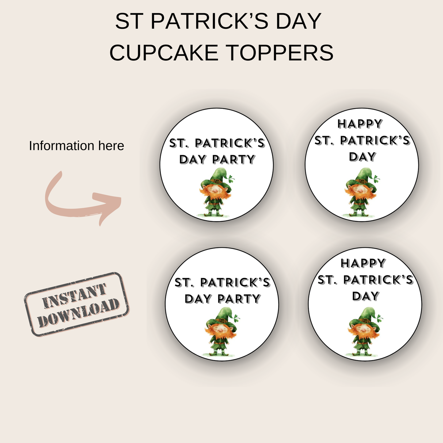 St Patrick's Day Cupcake Toppers