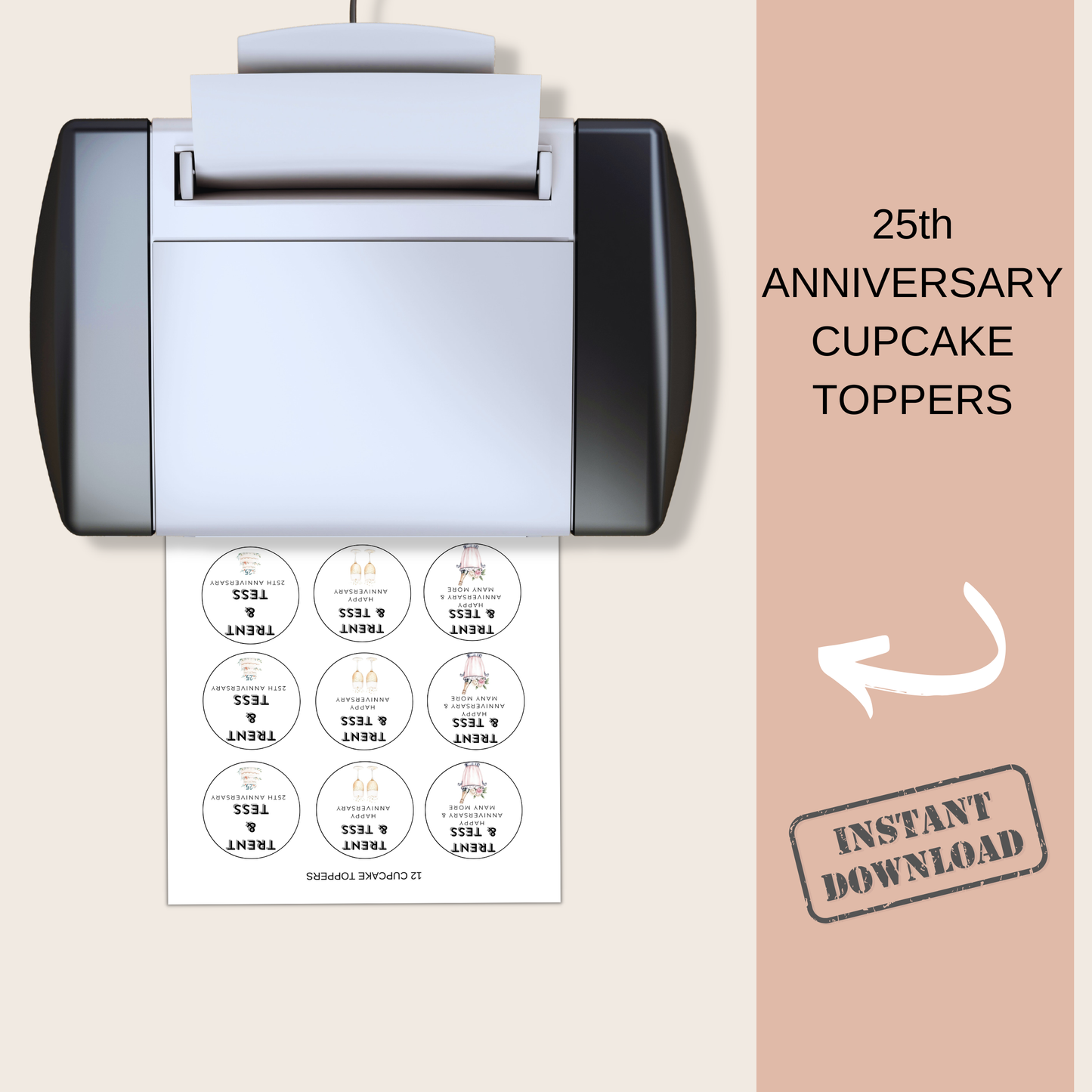 25th Anniversary Cupcake Toppers