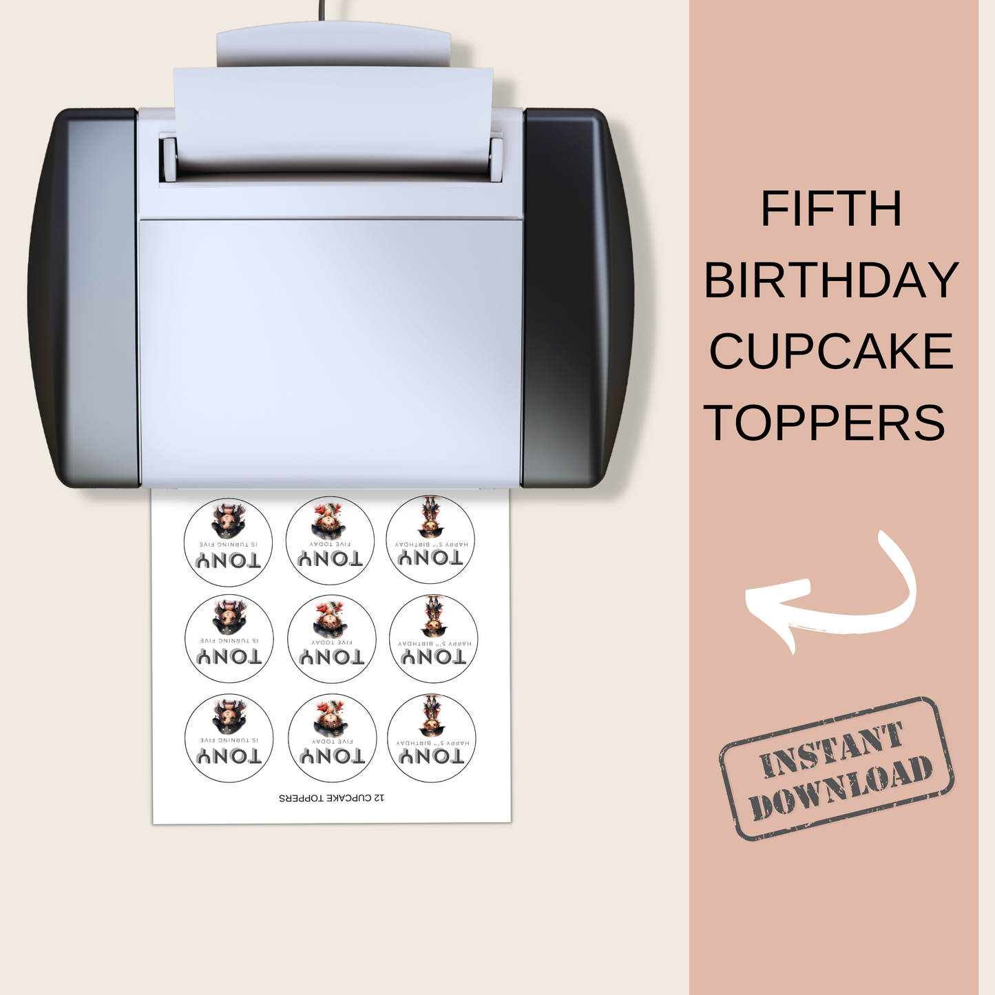 5th Birthday Cupcake Toppers Boy