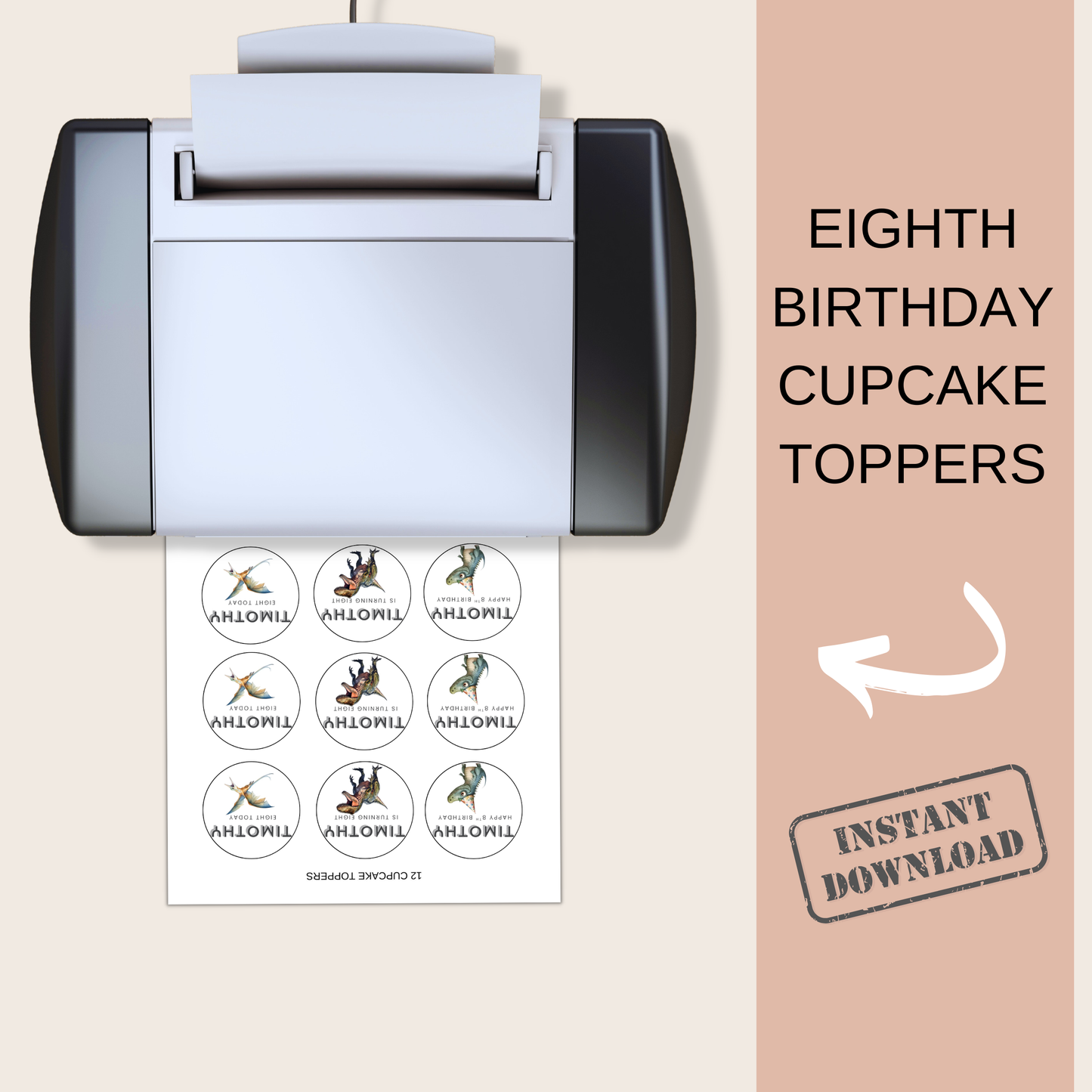 8th Birthday Cupcake Toppers Boy