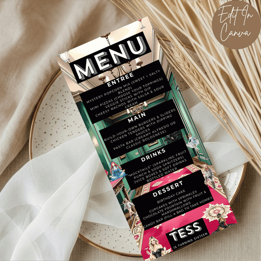 16th Birthday Menu
