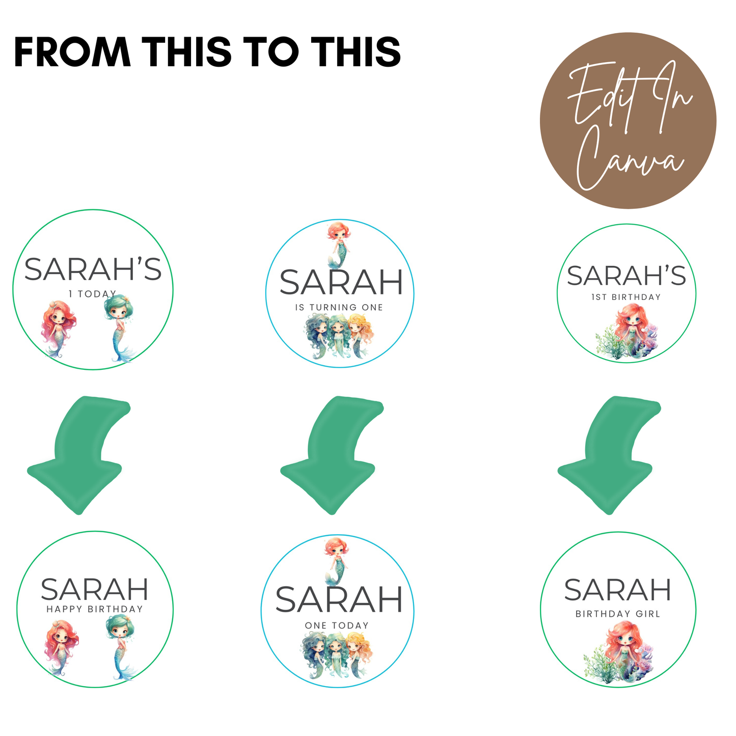 1st Birthday Cupcake Toppers Girl