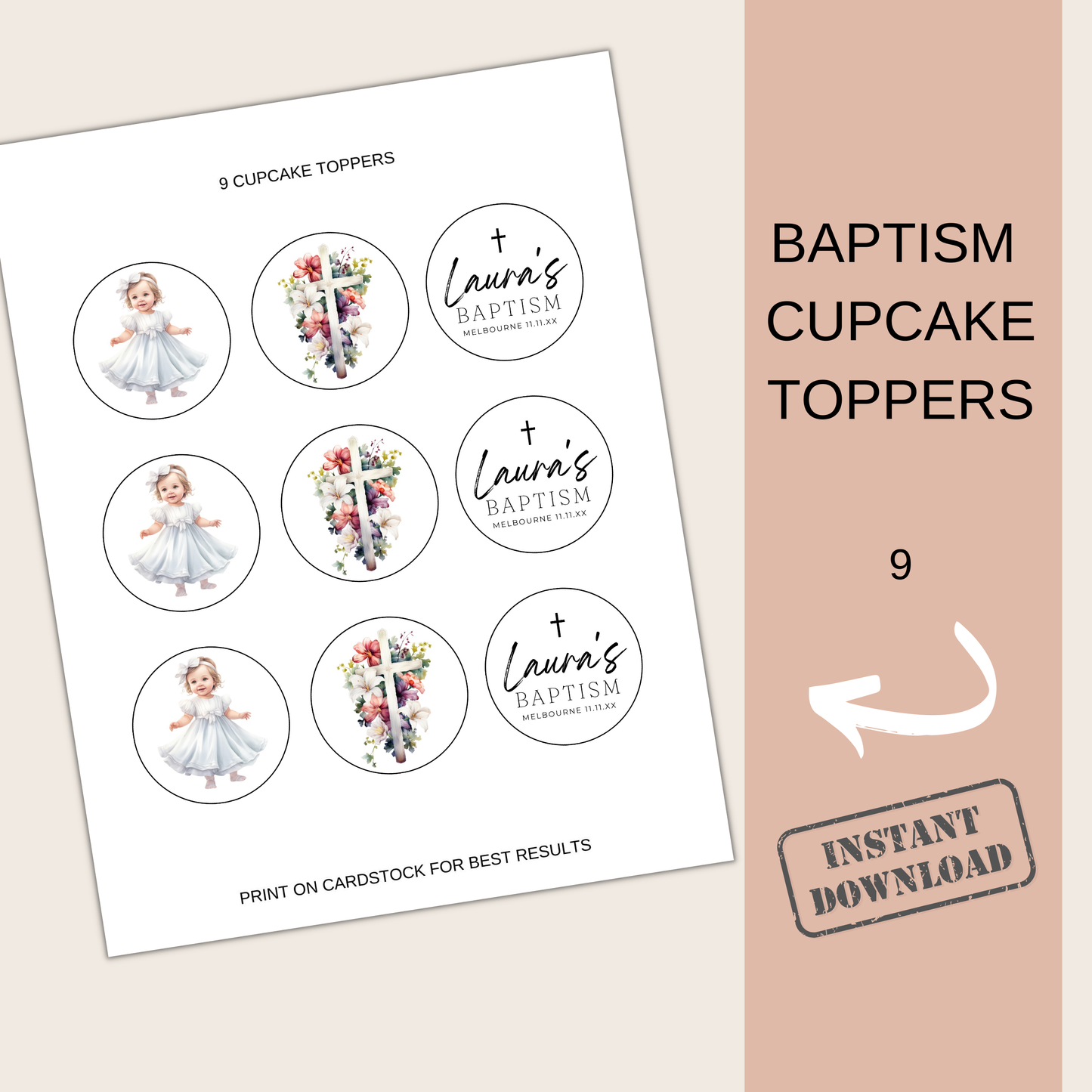 Baptism Cupcake Toppers