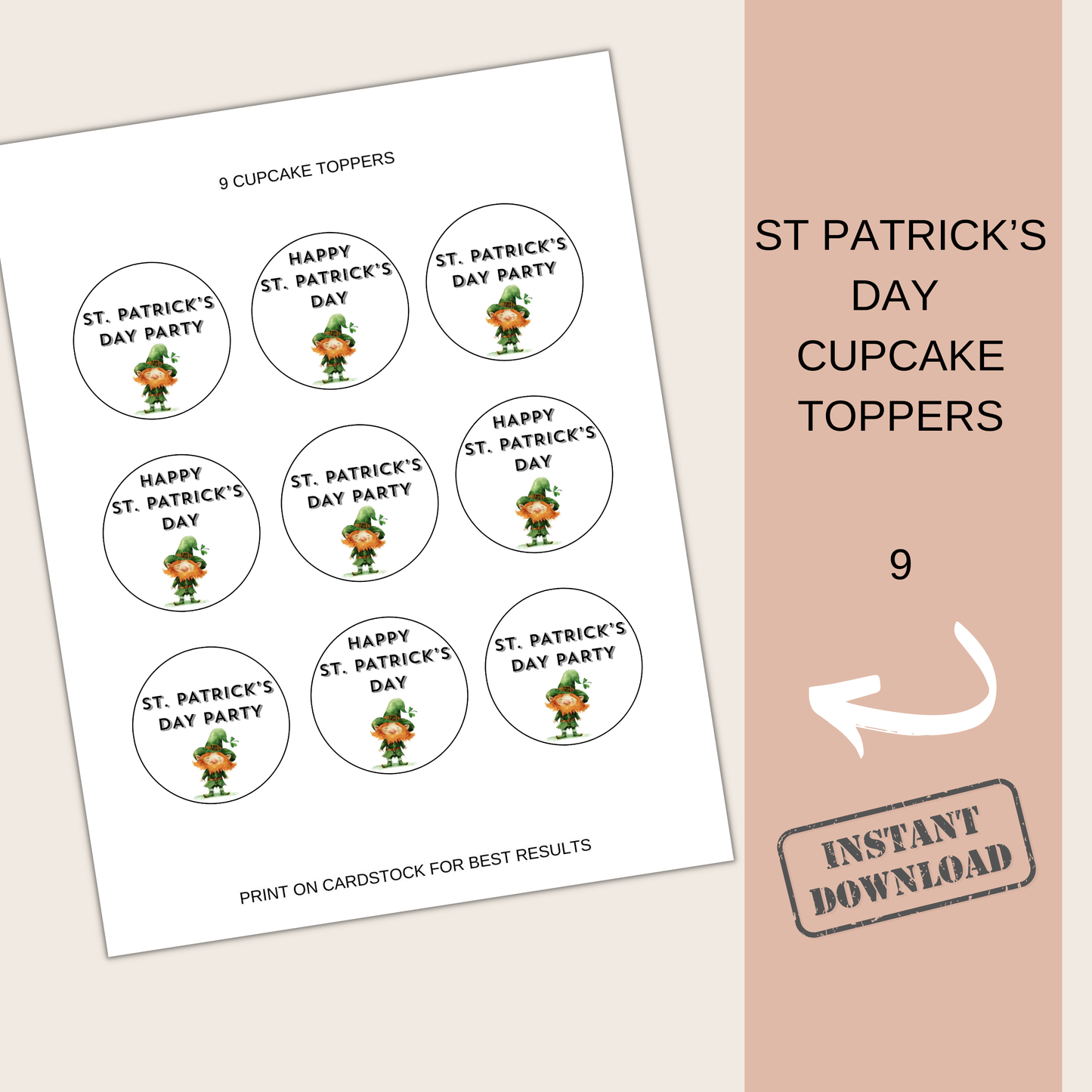 St Patrick's Day Cupcake Toppers