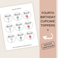 4th Birthday Party Cupcake Toppers Girl