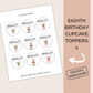 8th Birthday Cupcake Toppers Girl
