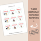 3rd Birthday Cupcake Toppers Girl