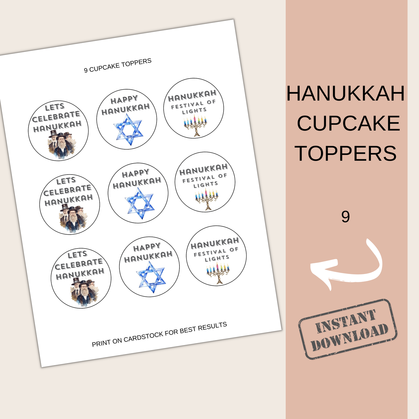 Hanukkah Cupcake Toppers