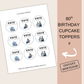 80th Birthday Cupcake Toppers Girl