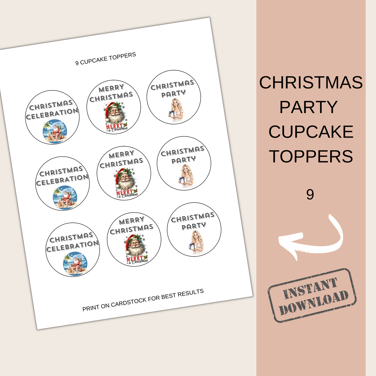 Christmas Party Cupcake Toppers