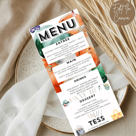 17th Birthday Menu Female