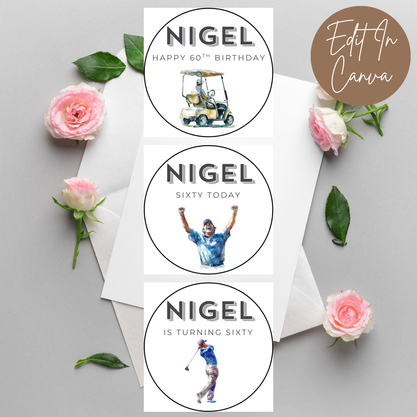 60th Birthday Cupcake Toppers Man