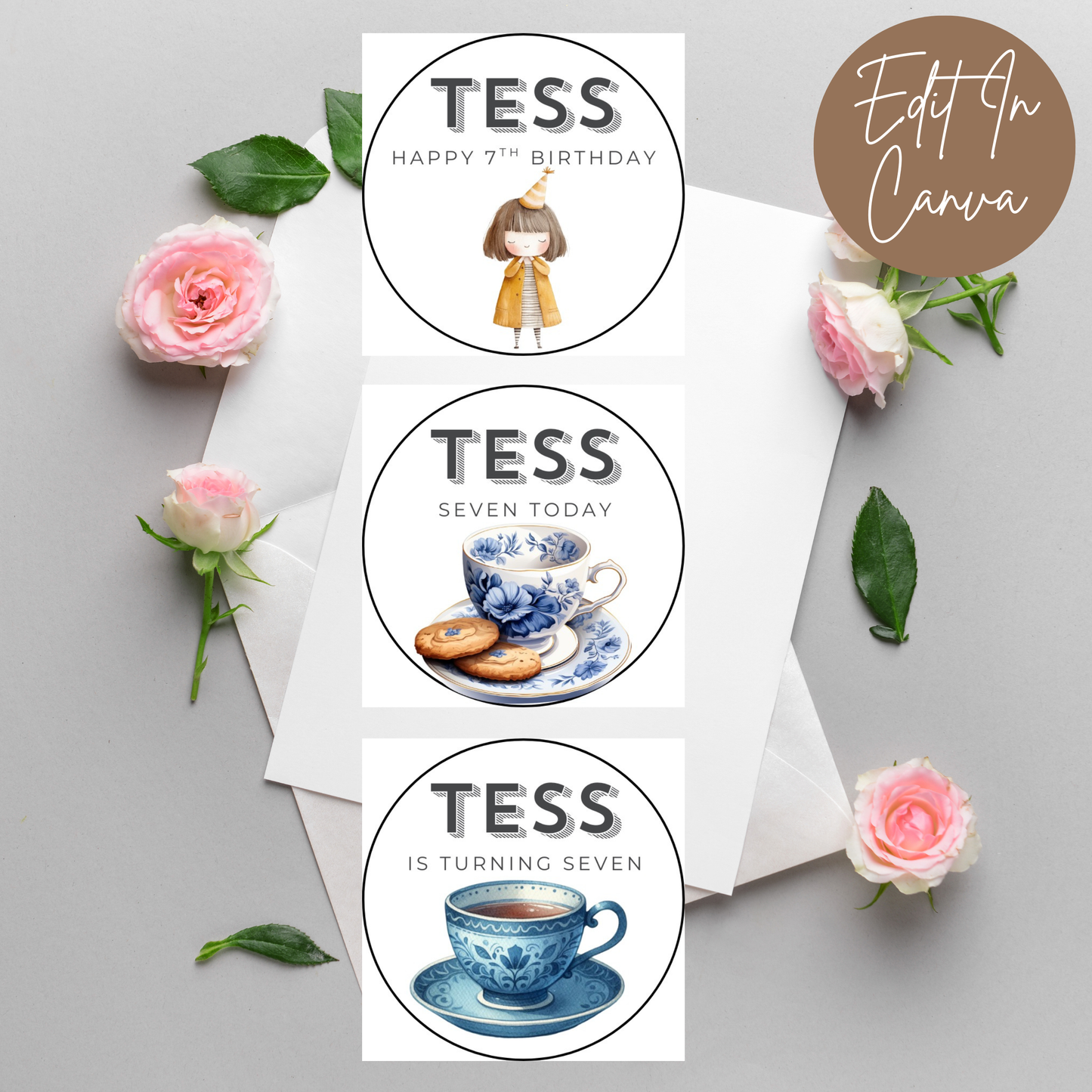 7th Birthday Cupcake Toppers Girl