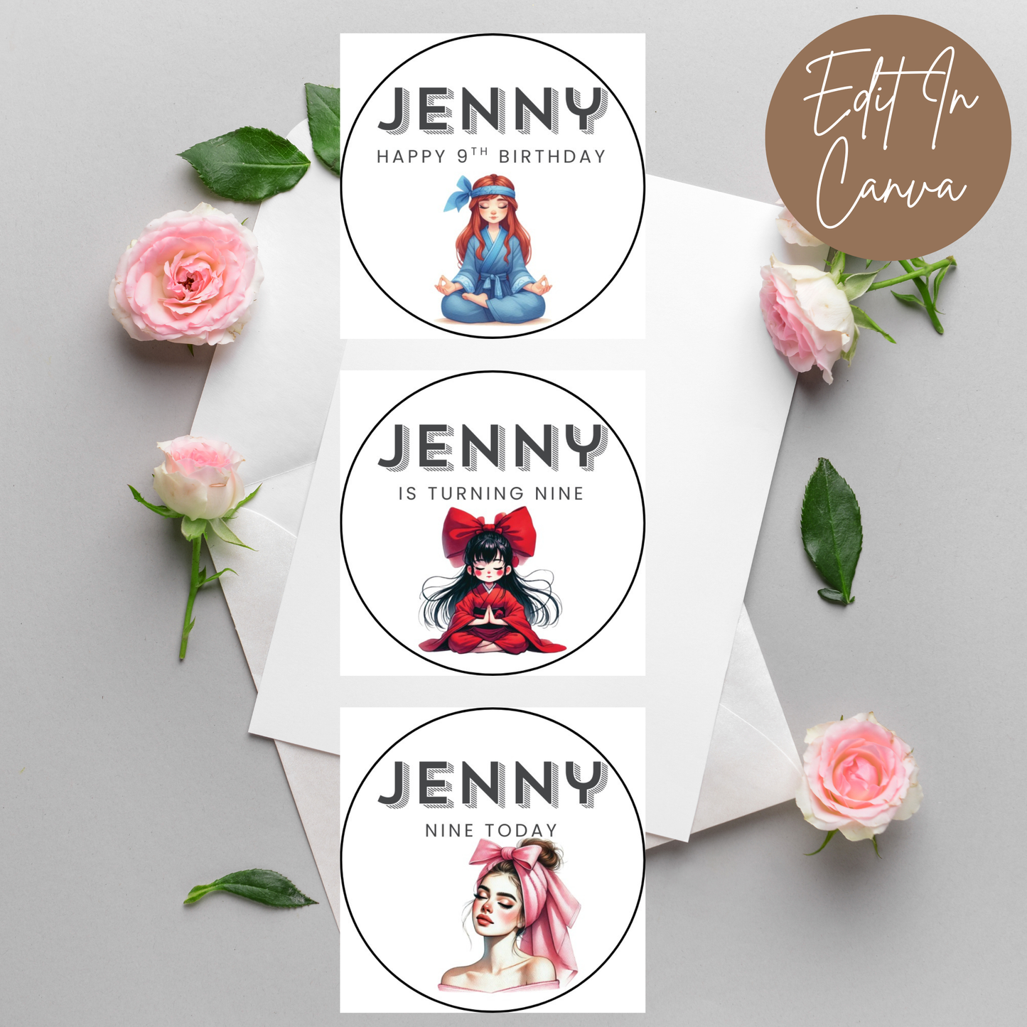 9th Birthday Cupcake Toppers Girl