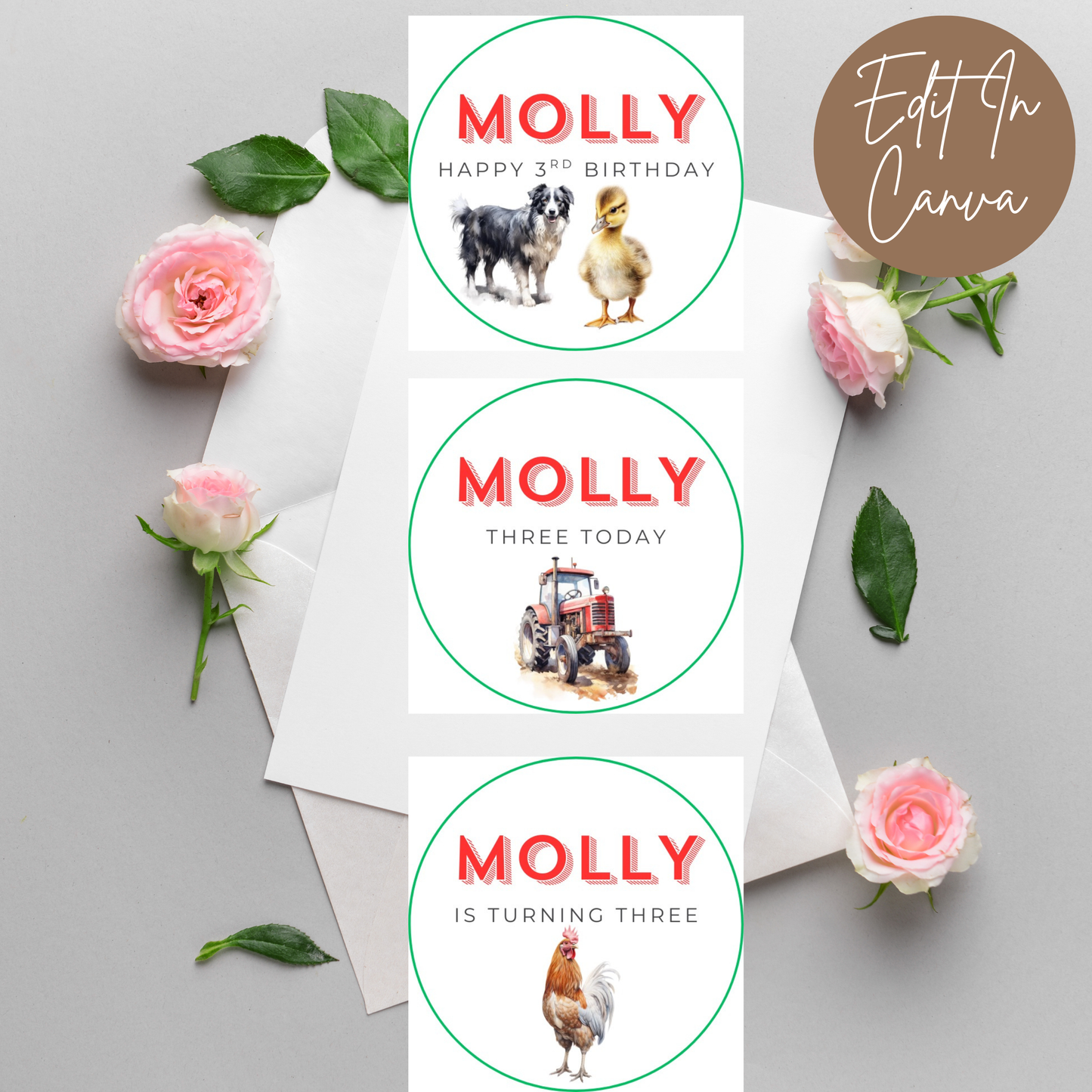 3rd Birthday Cupcake Toppers Girl