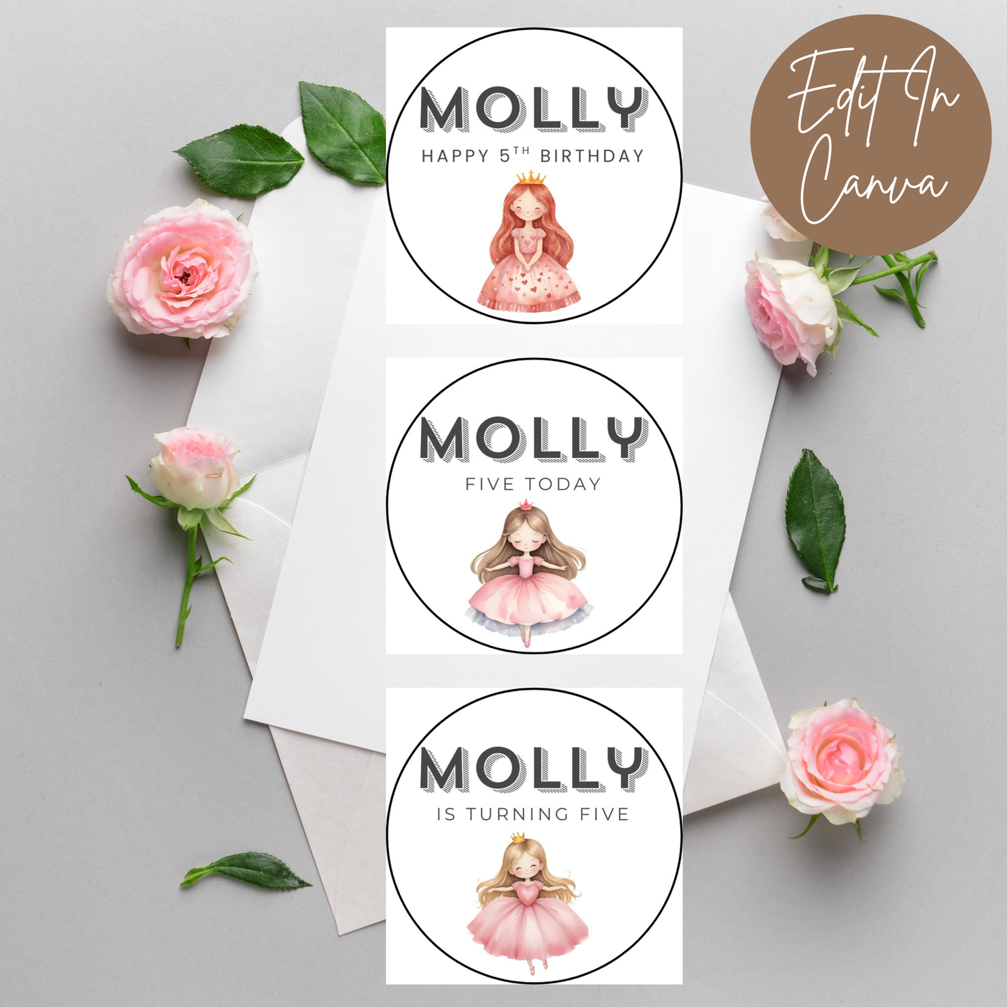 5th Birthday Cupcake Toppers Girl