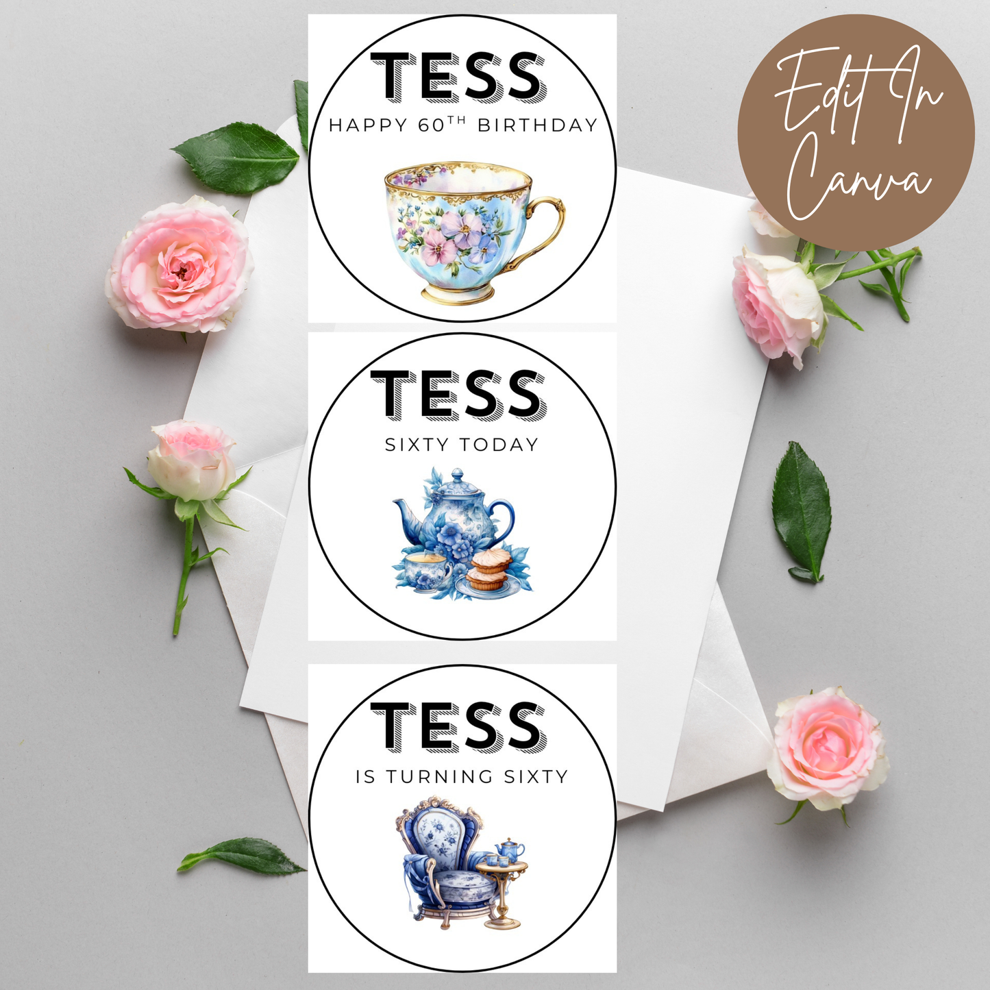 60th Birthday Cupcake Toppers Girl