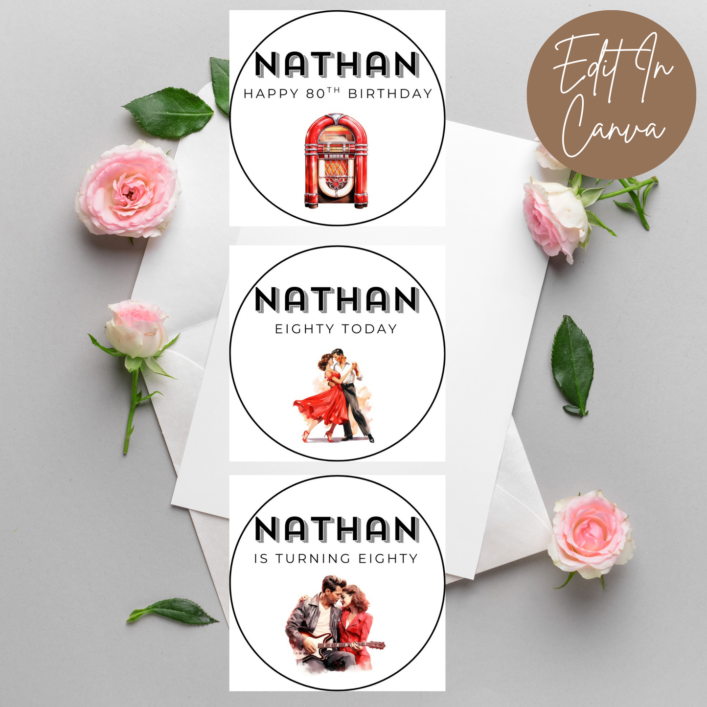 80th Birthday Cupcake Toppers Man
