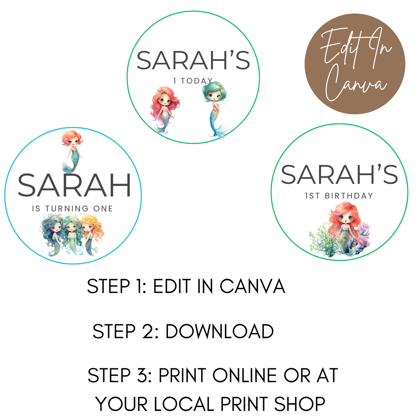 1st Birthday Cupcake Toppers Girl