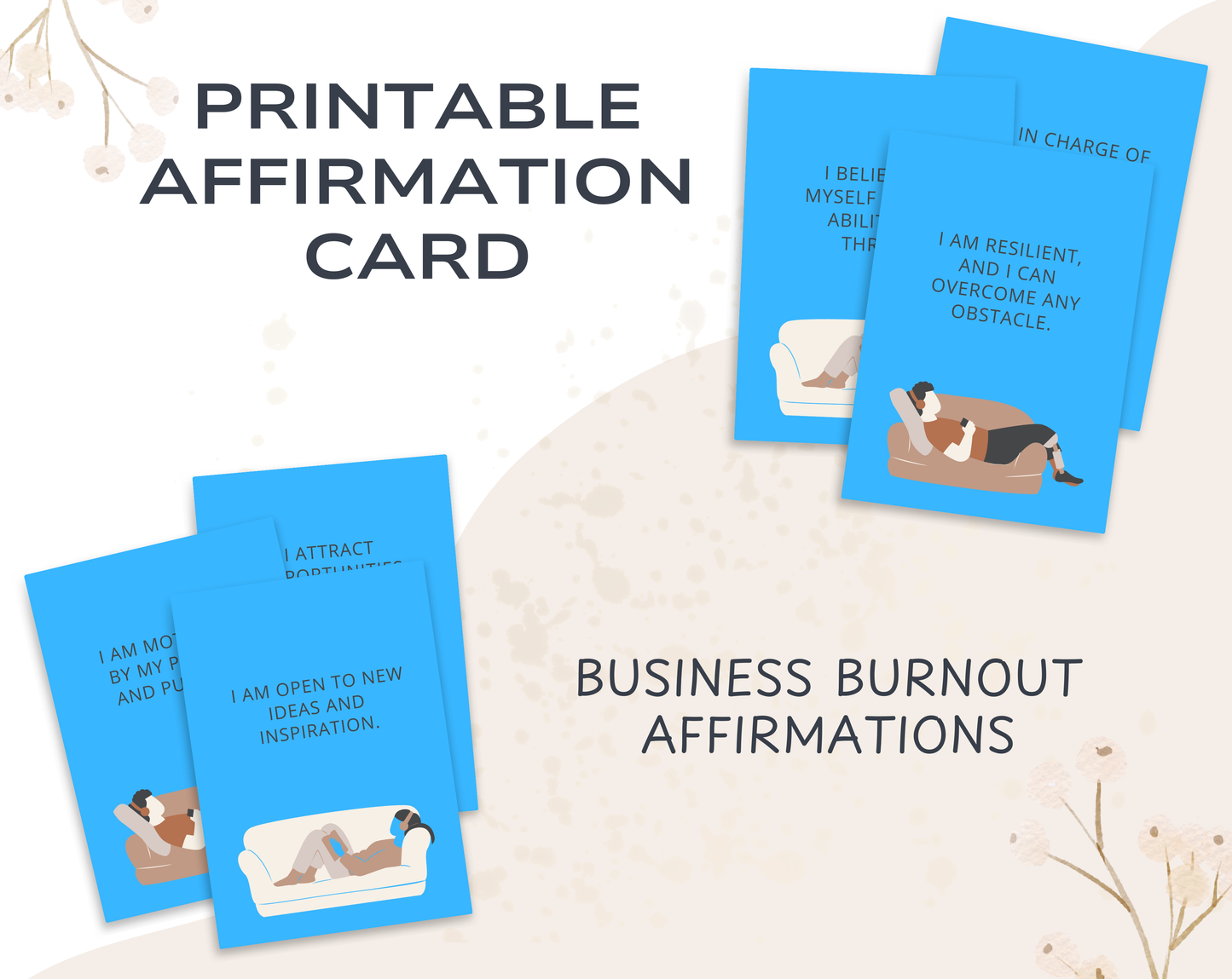 30 Business Burnout Affirmation Cards