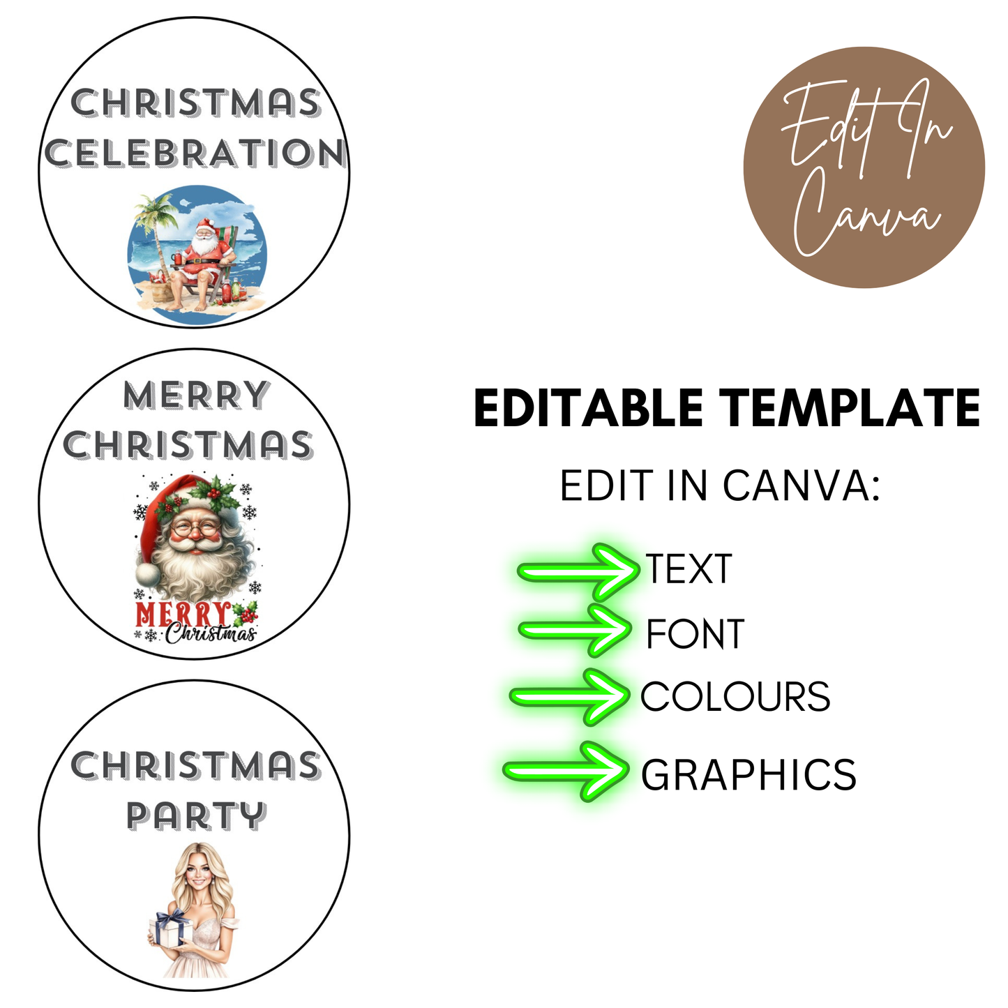 Christmas Party Cupcake Toppers