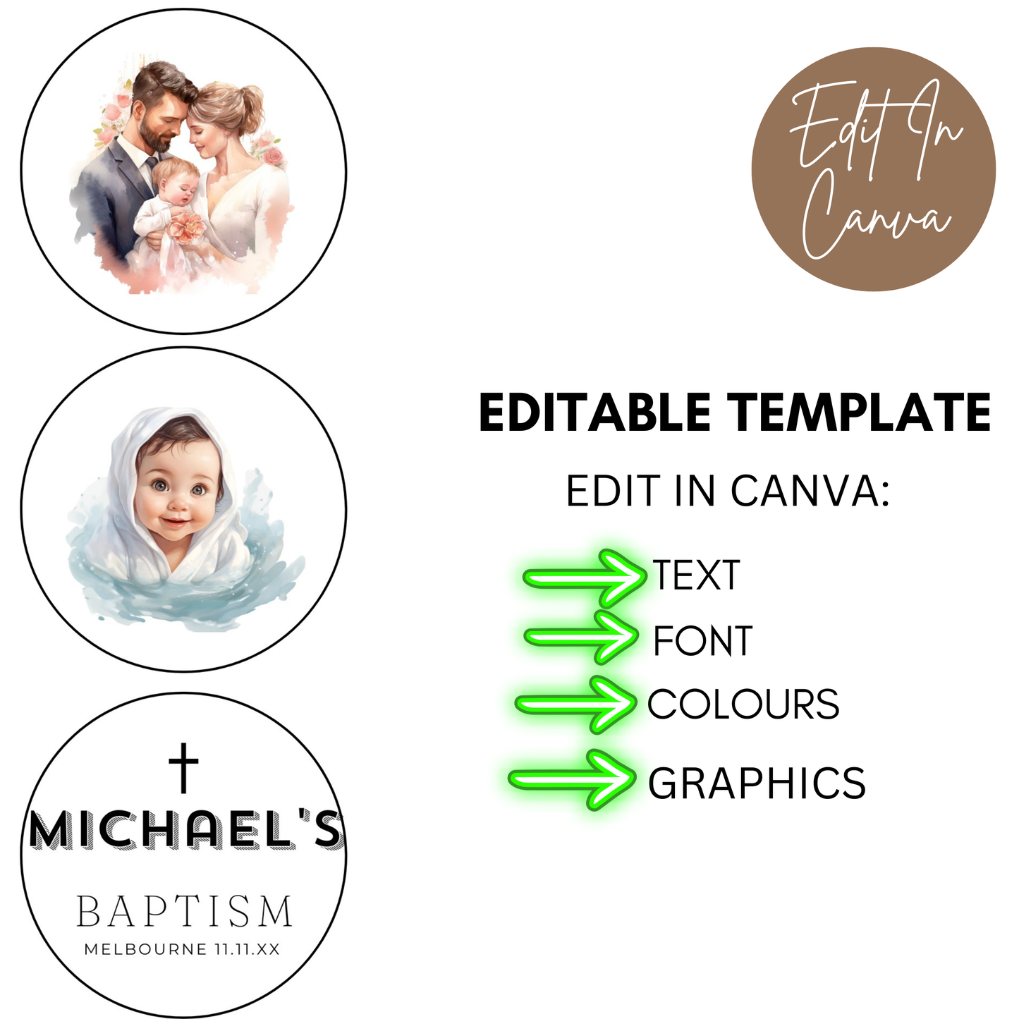 Baptism Cupcake Topper Boy