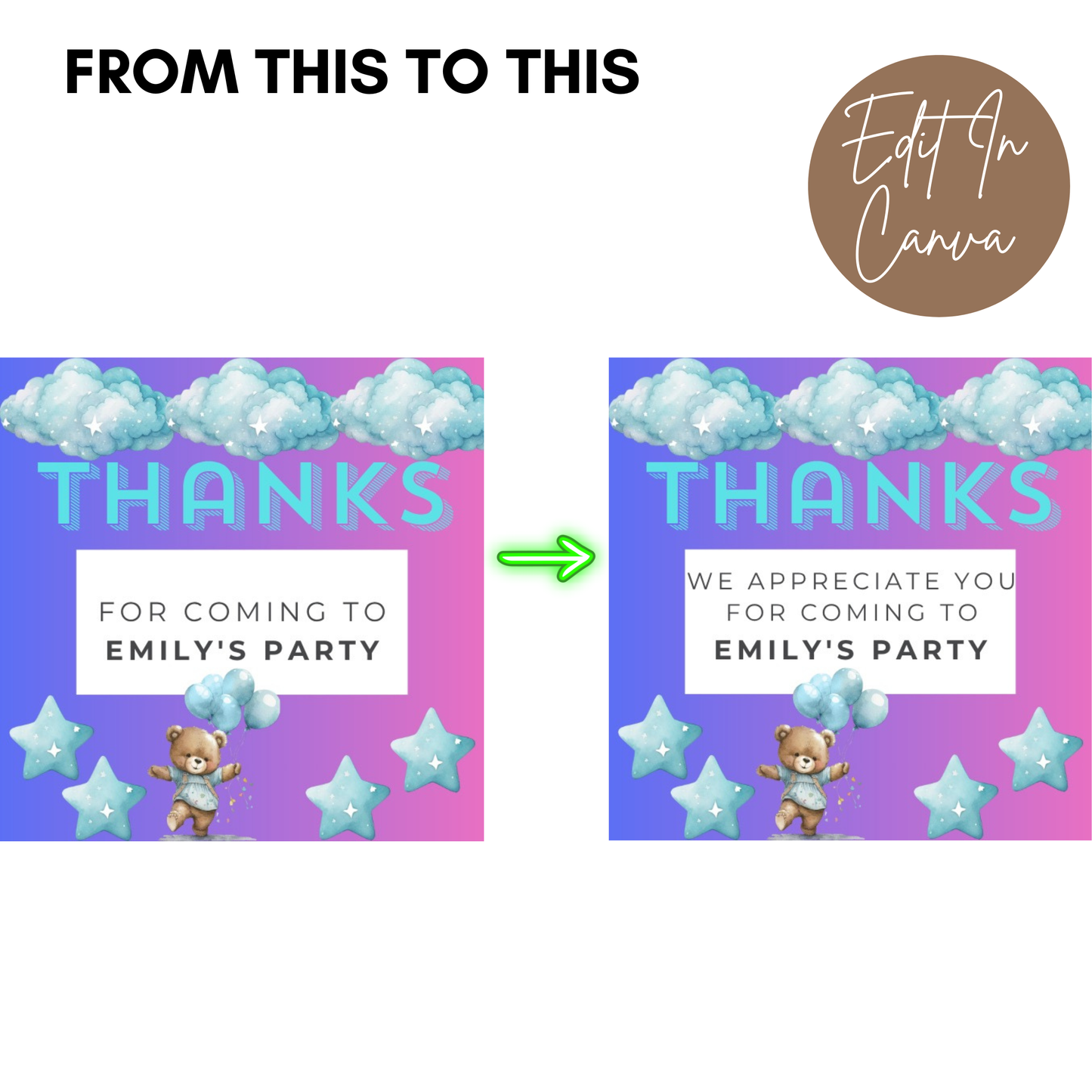 2nd Birthday Thank You Tag