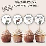 8th Birthday Cupcake Toppers Boy