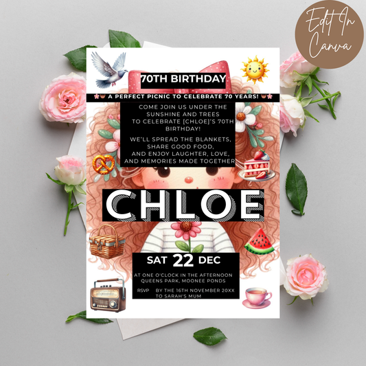 70th Birthday Invitation Female