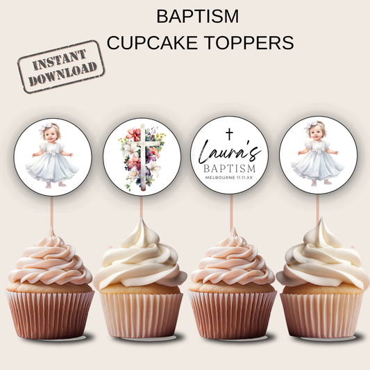 Baptism Cupcake Toppers