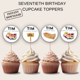 70th Birthday Cupcake Toppers Man