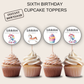 6th Birthday Party Cupcake Toppers Girl