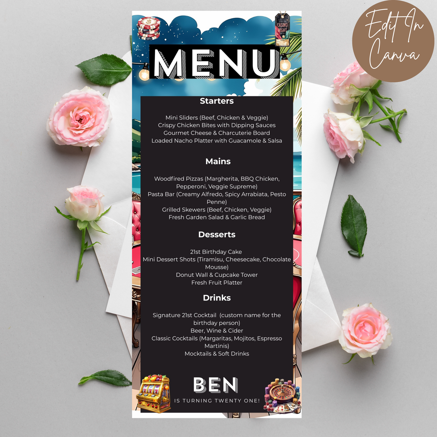 21st Birthday Menu