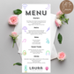 18th Birthday Menu Female
