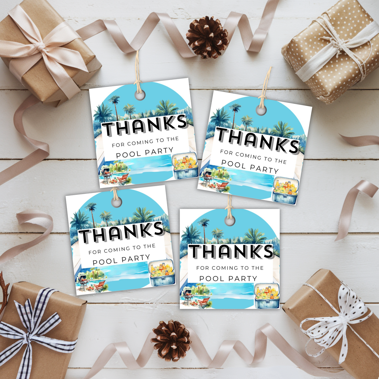Pool Party Thank You Tags