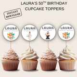 50th Birthday Cupcake Toppers Woman