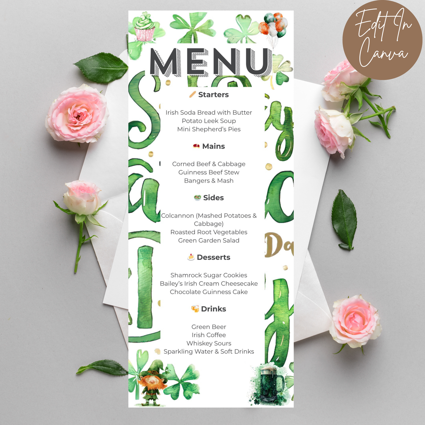 St Patricks Day Menu