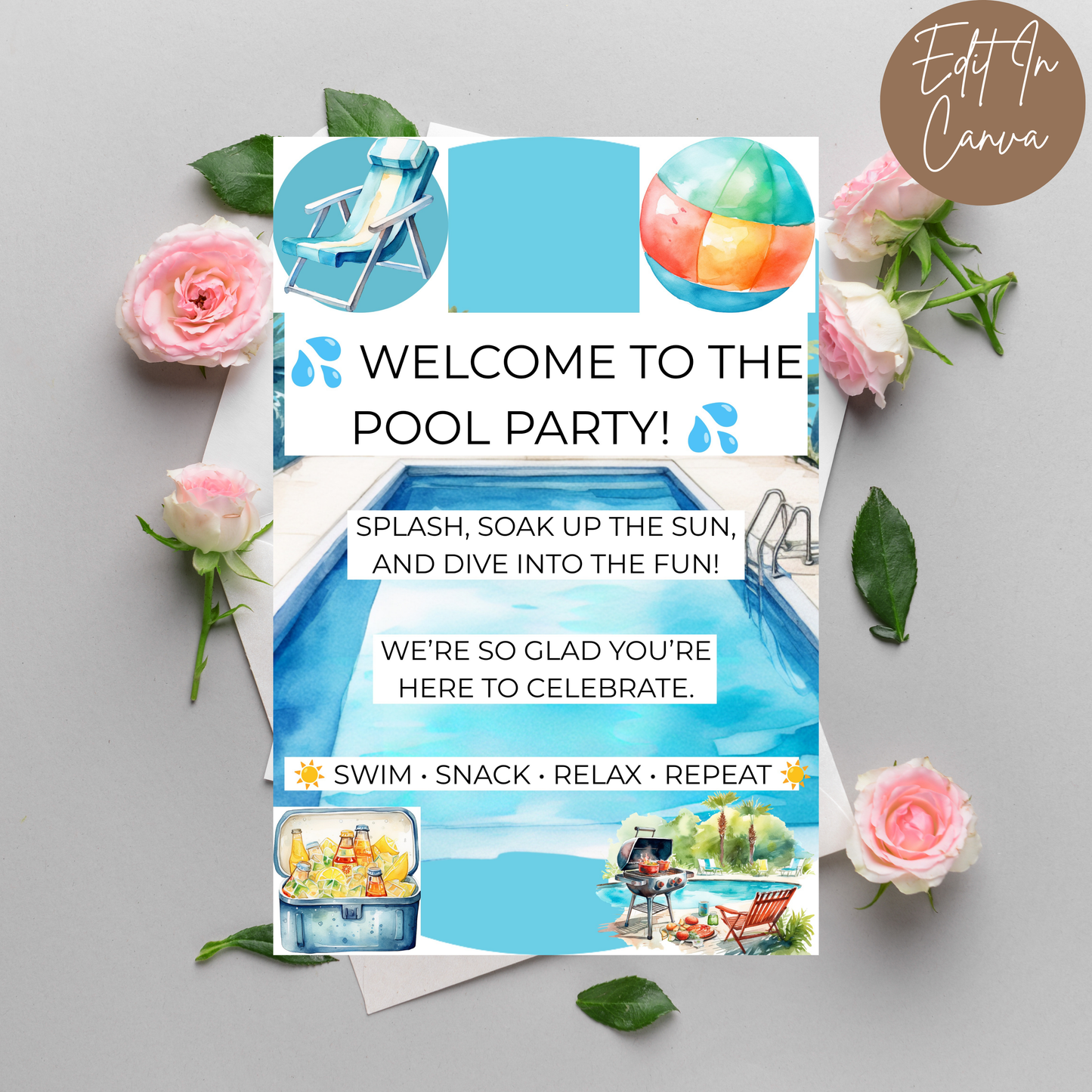 Pool Party Welcome Sign