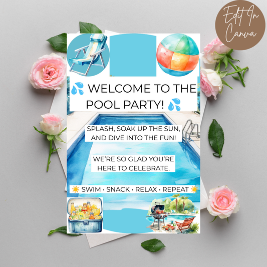 Pool Party Welcome Sign