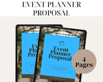Two tablets displaying 'Event Planner Proposal' with a beige circle indicating 4 pages.