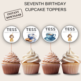 7th Birthday Cupcake Toppers Girl