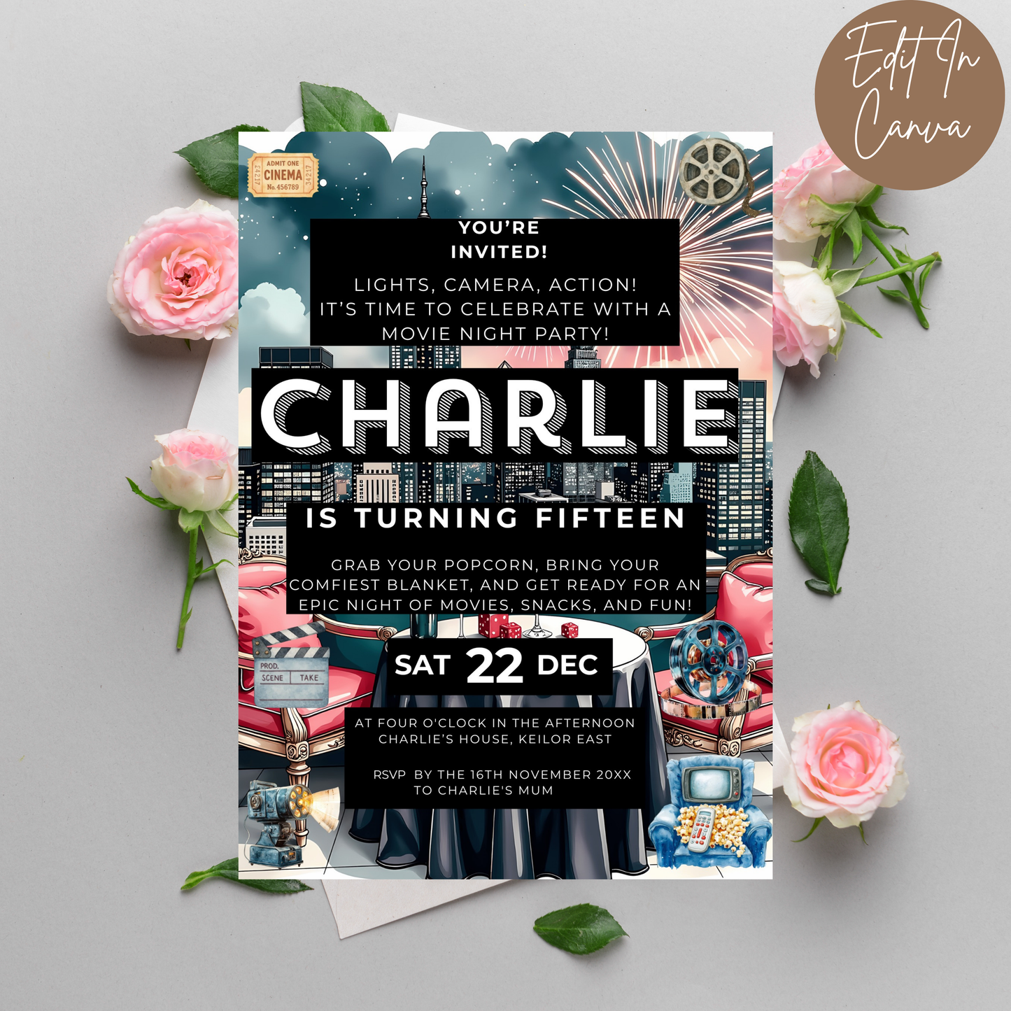 15th Birthday Invitation