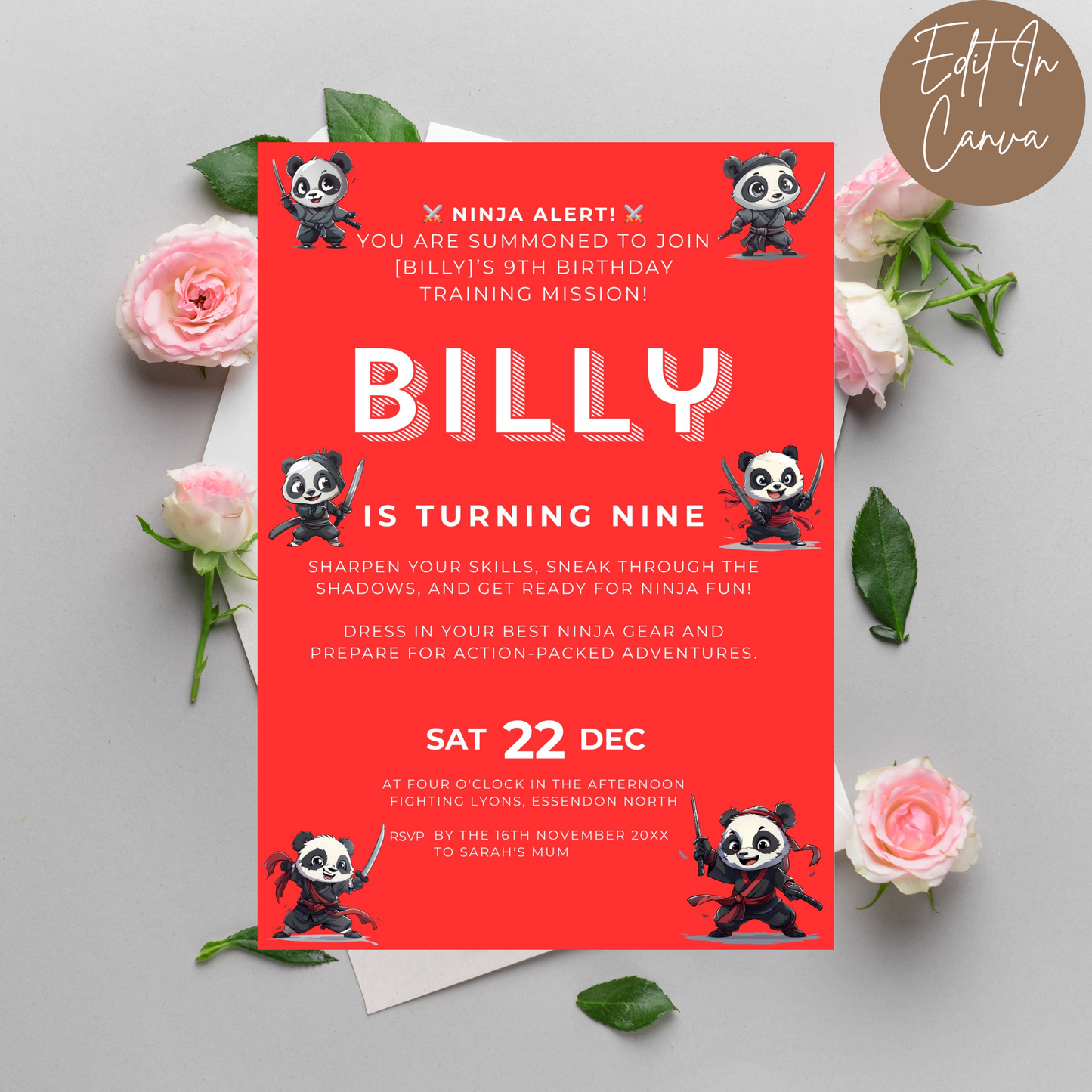 9th Birthday Invitation